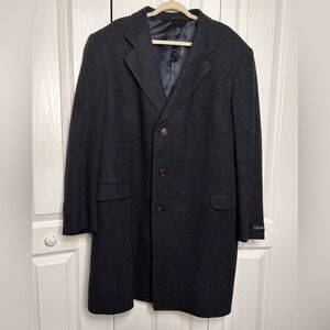 Ferrari Moessmer Gray Blue Wool Blazer Mid Length Jacket Coat‎ Size 46 Italy